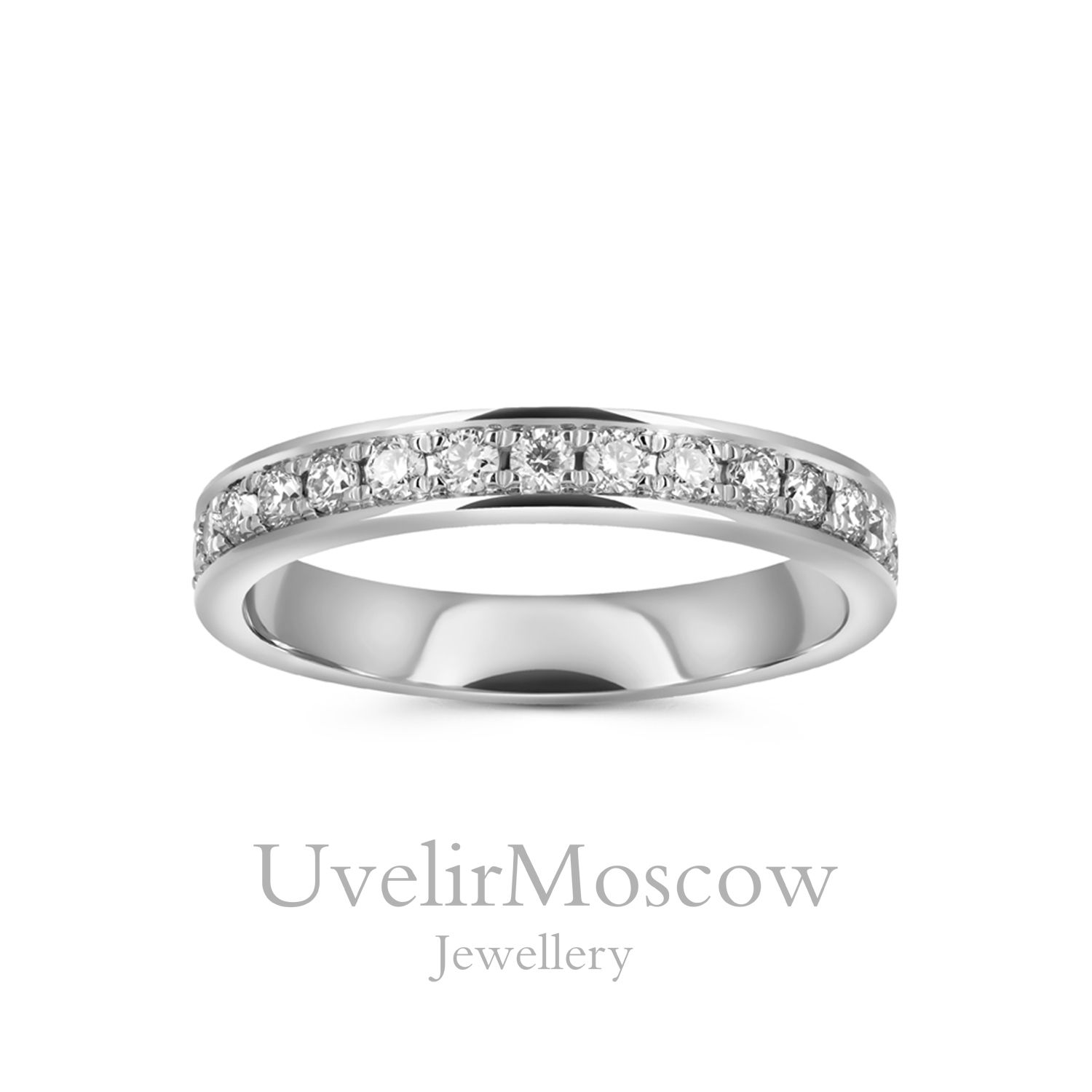 Женское обручальное кольцо из белого золота с бриллиантами