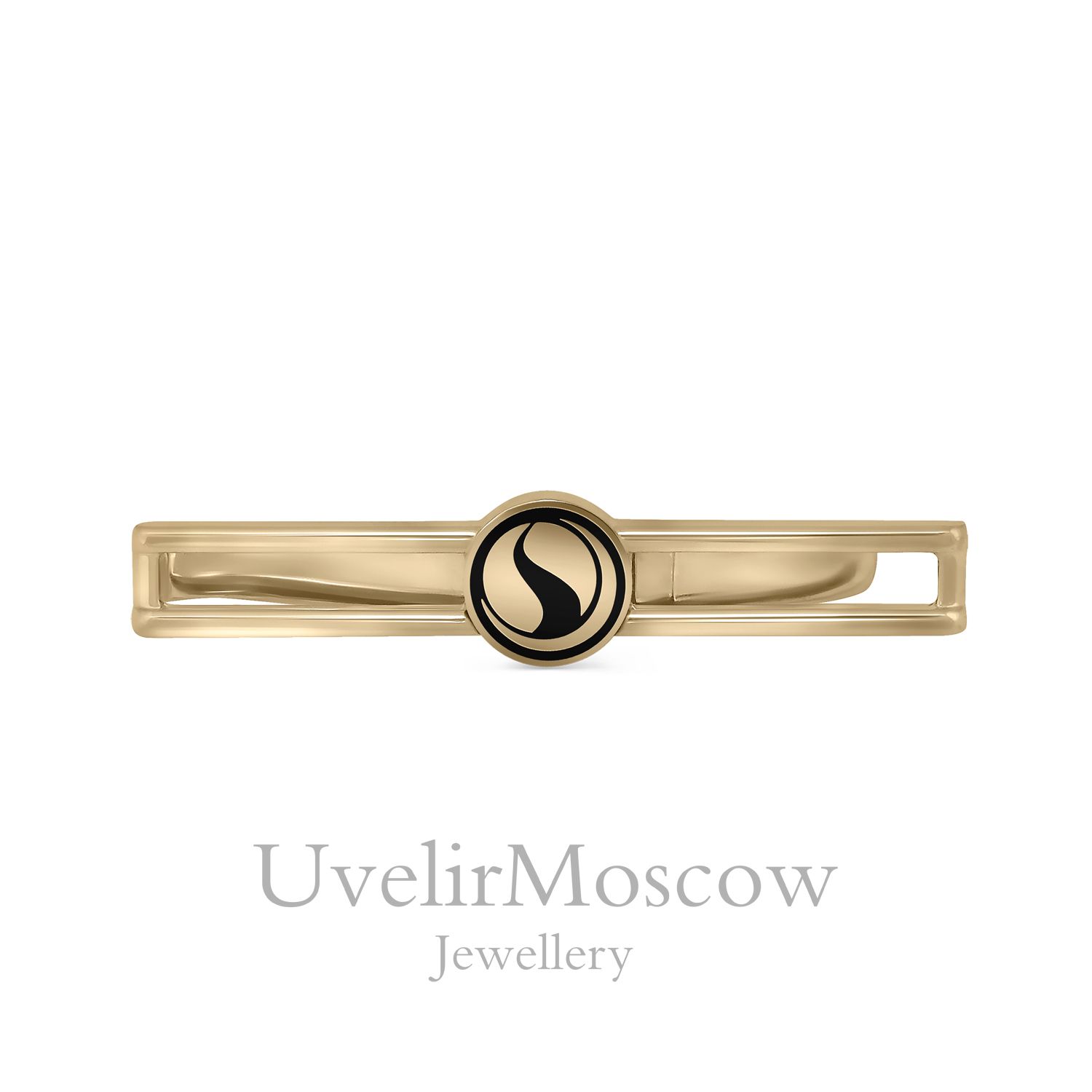 Зажим для галстука из желтого золота с эмалью