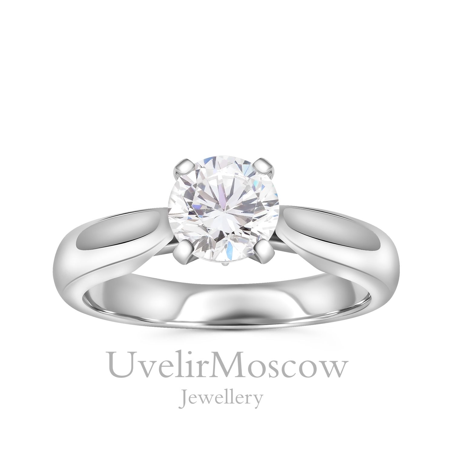 Золотое помолвочное кольцо с круглым бриллиантом