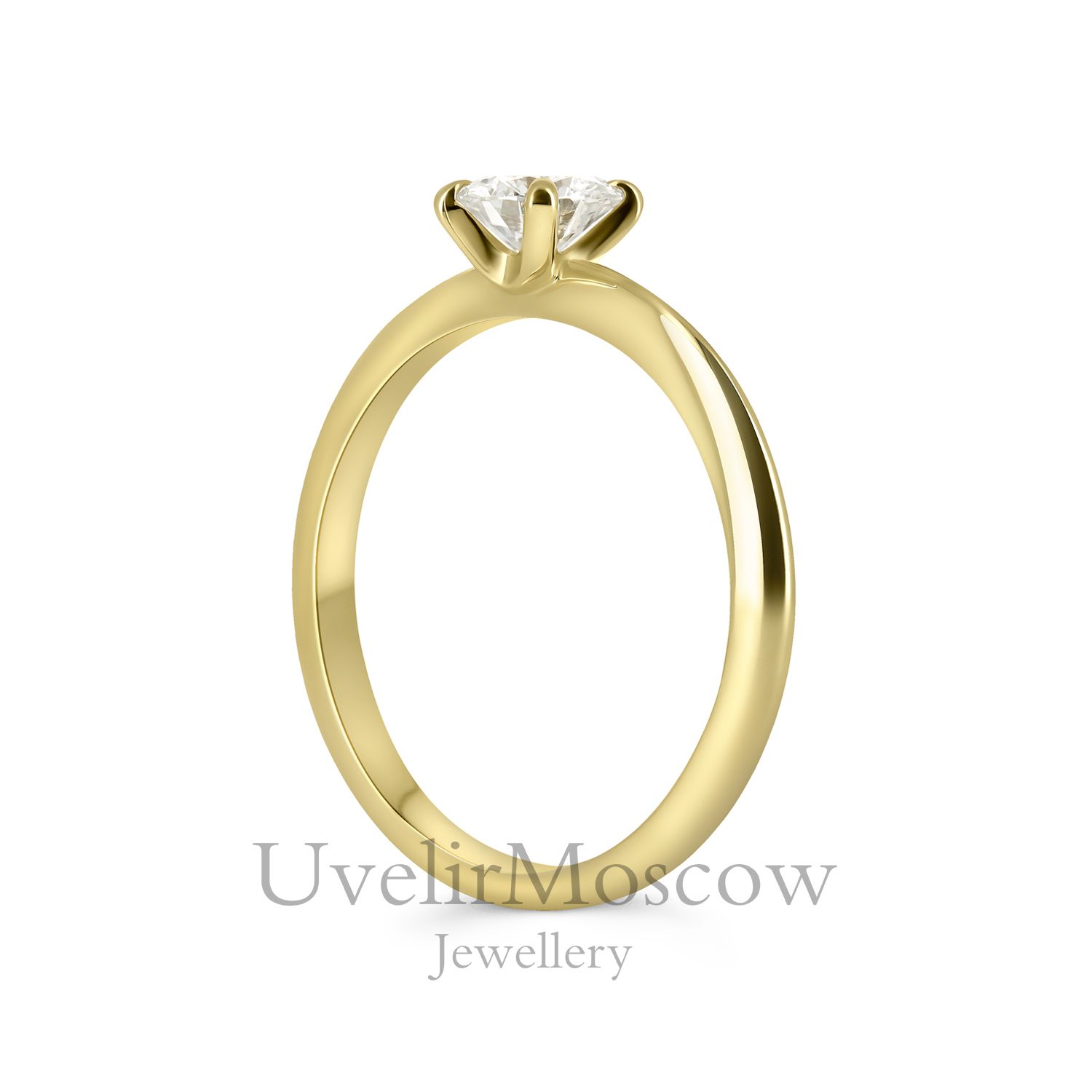 Классическое помолвочное кольцо из желтого золота