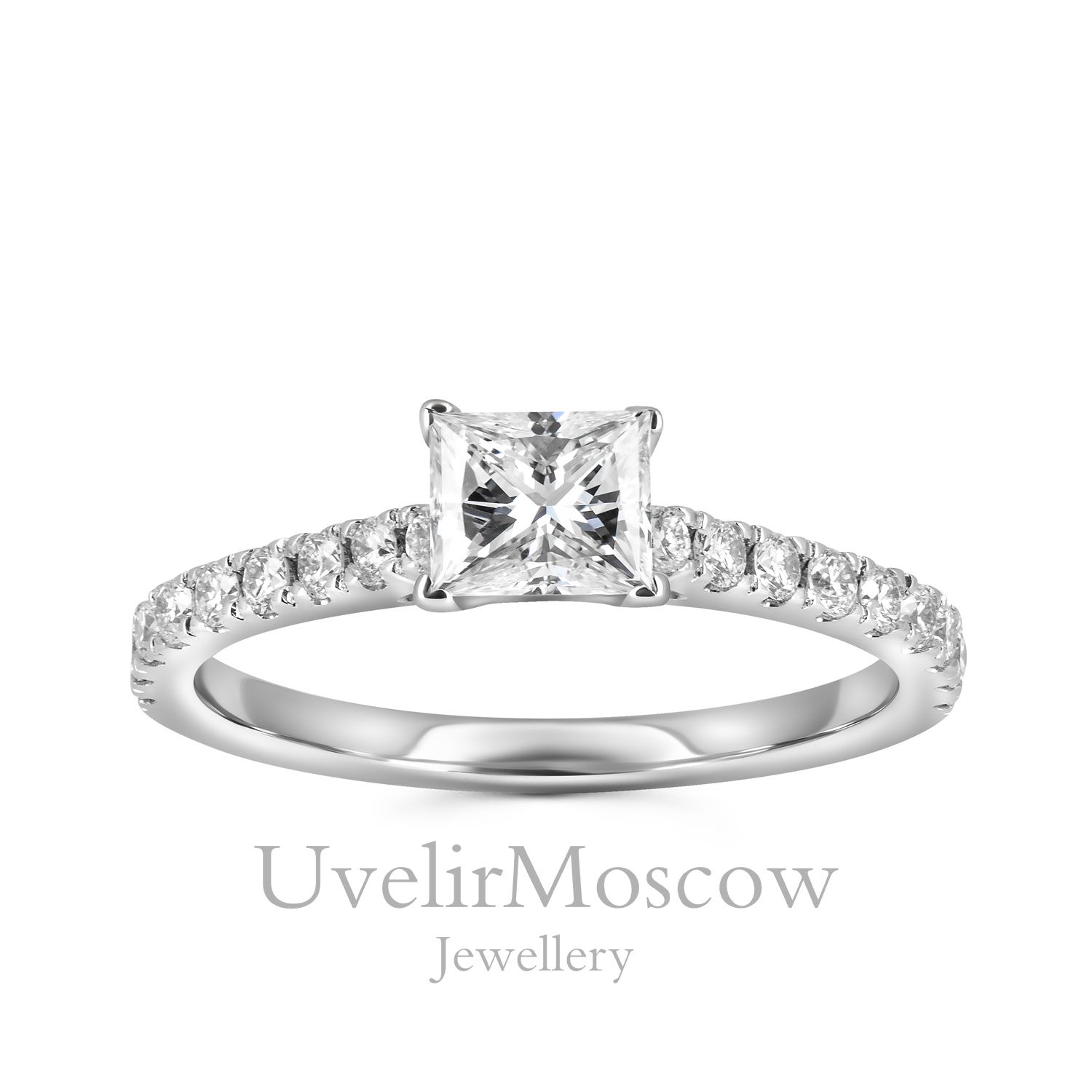 Кольцо для помолвки с бриллиантом огранки «Принцесса»