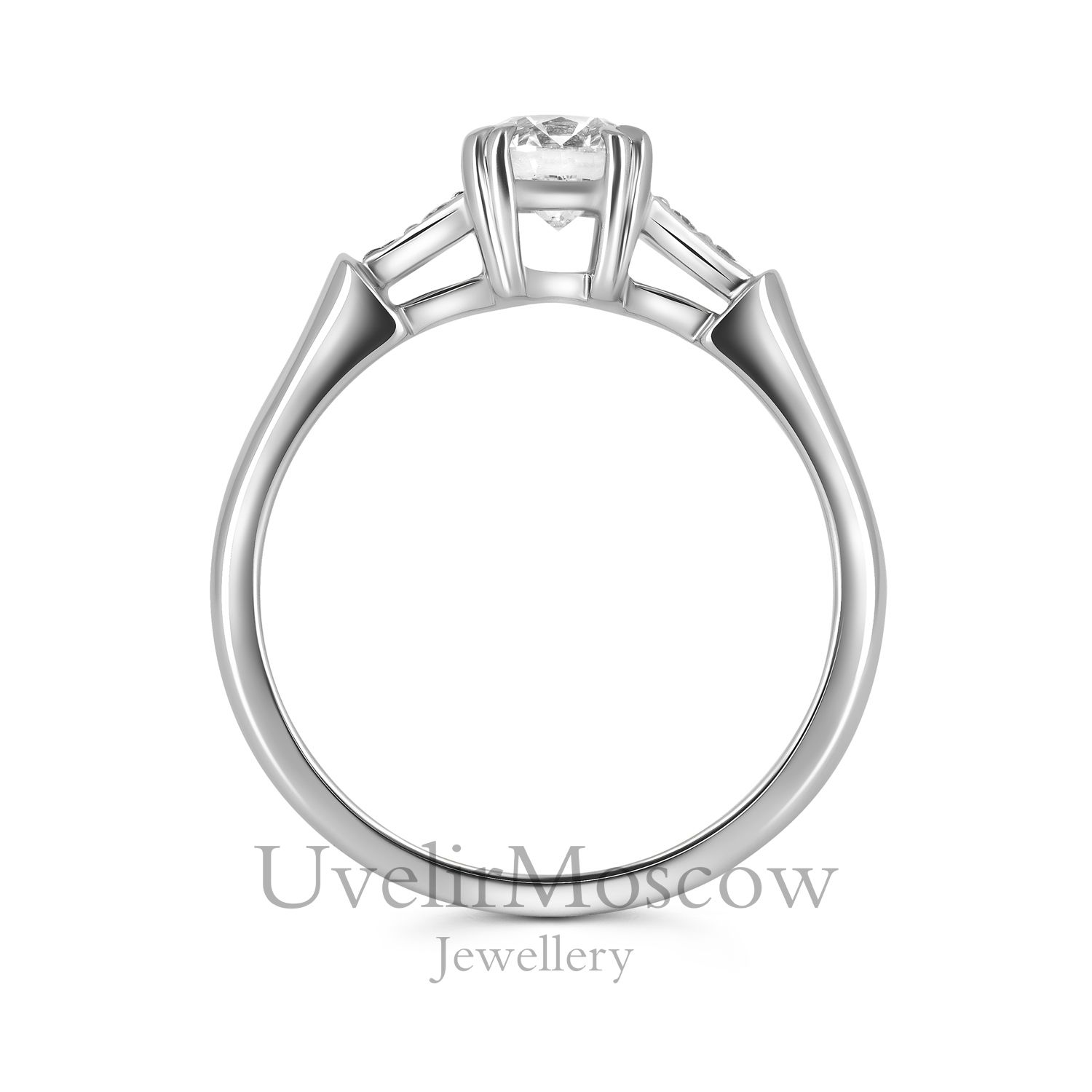 Золотое кольцо для помолвки с круглыми бриллиантами