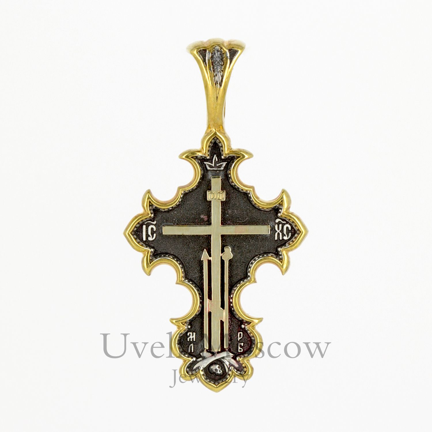 Серебряный православный крест с молитвой
