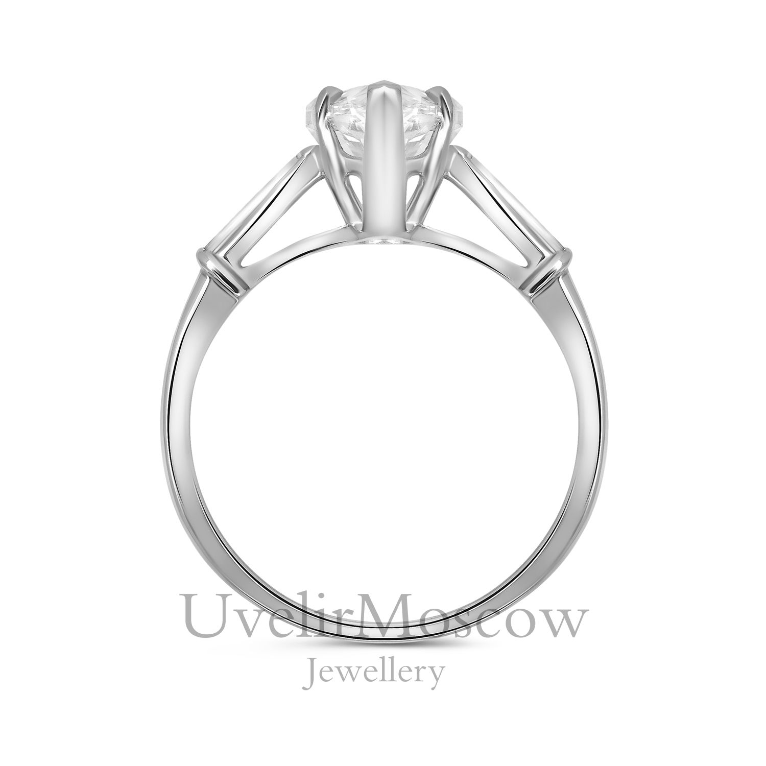 Кольцо для помолвки из белого золота с бриллиантами