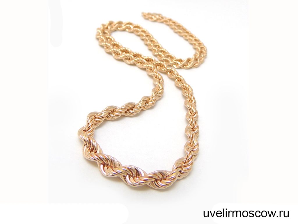 Цепочка «Верёвка» из желтого золота