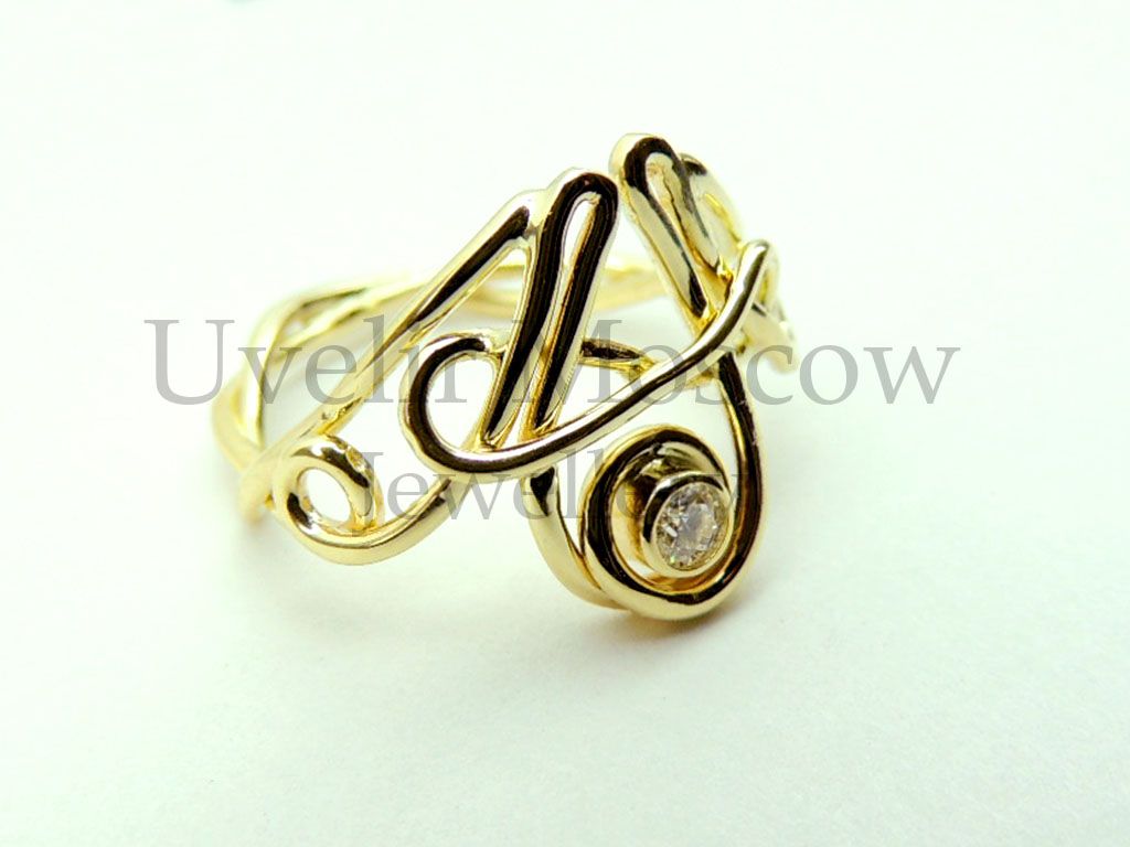 Кольцо «АА» из желтого золота с бриллиантом