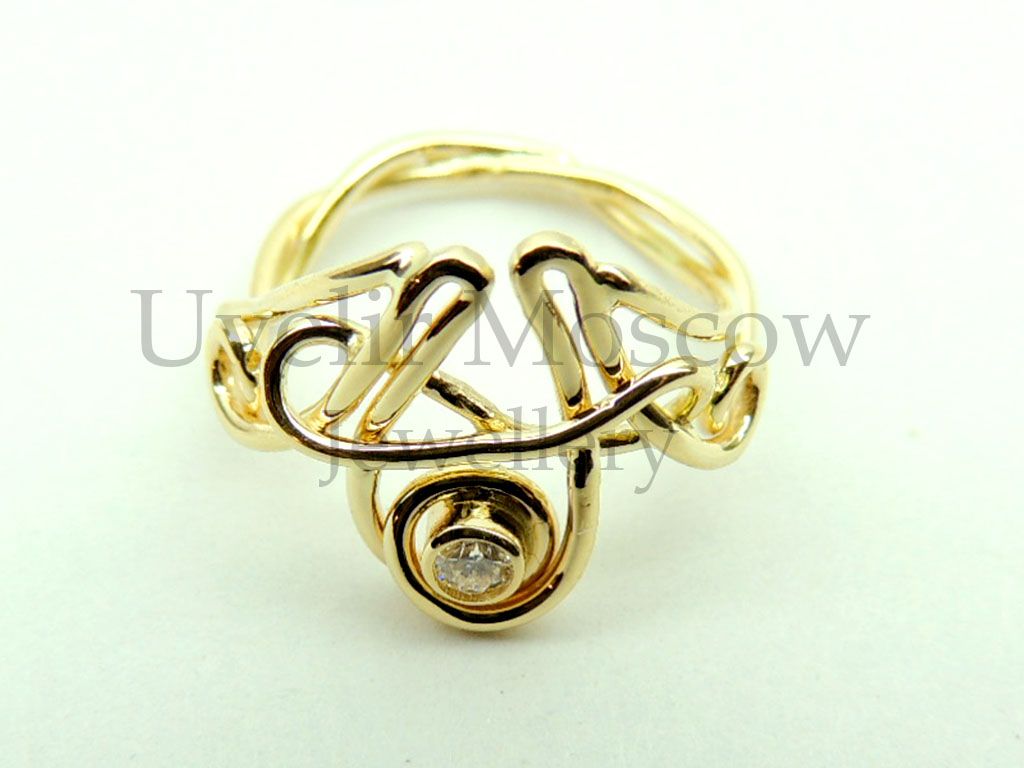 Кольцо «АА» из желтого золота с бриллиантом