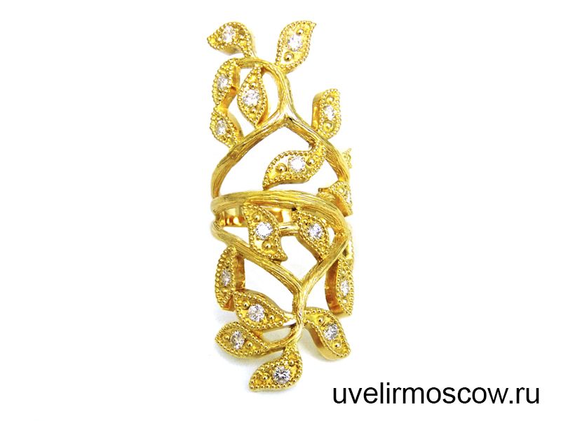 Кольцо «Флора» из желтого золота 750 пробы с бриллиантами