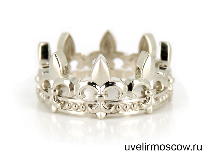 Кольцо «Корона» из белого золота в стиле французских лилий