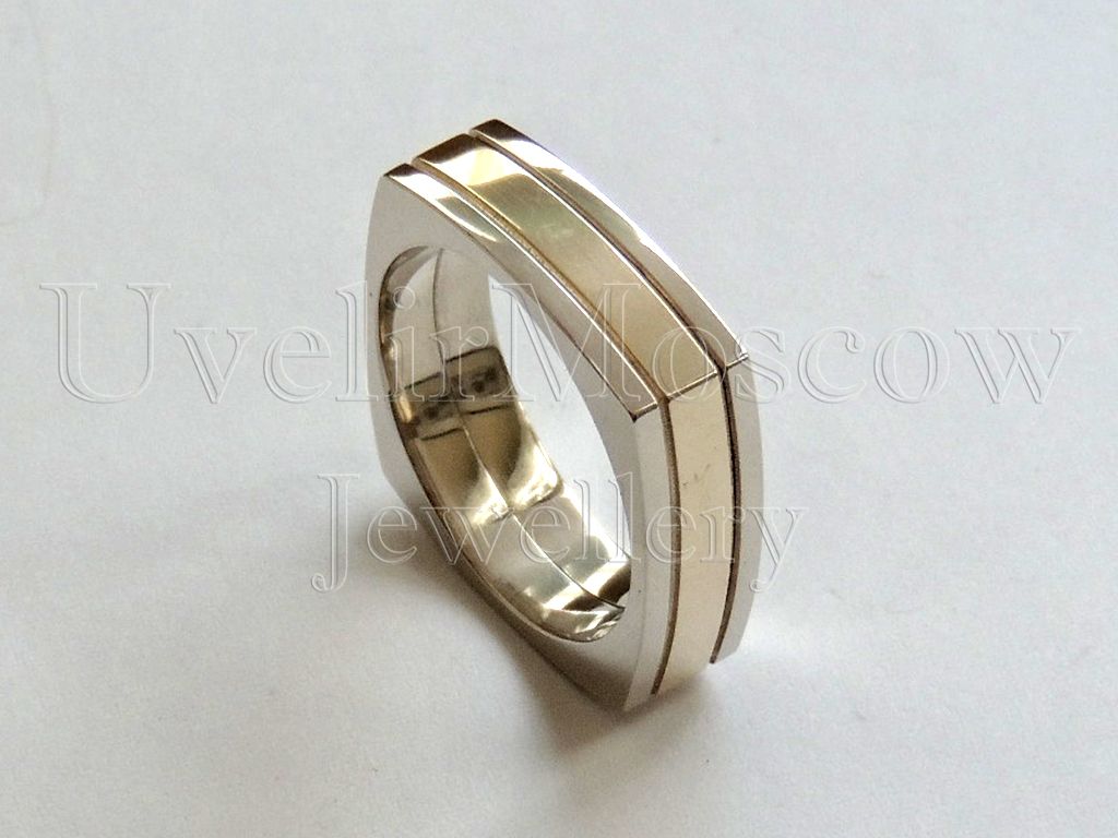 Мужское кольцо из комбинированного золота без вставок