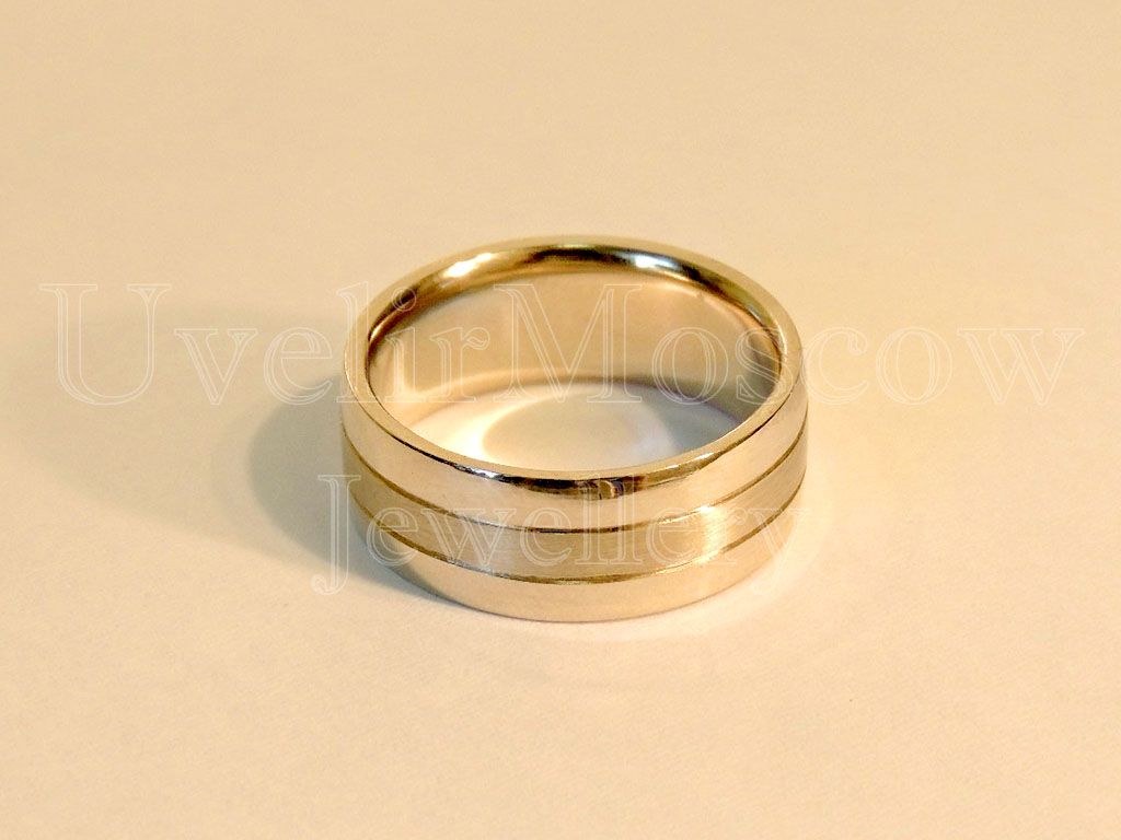 Мужское обручальное кольцо «triplex» из желтого золота