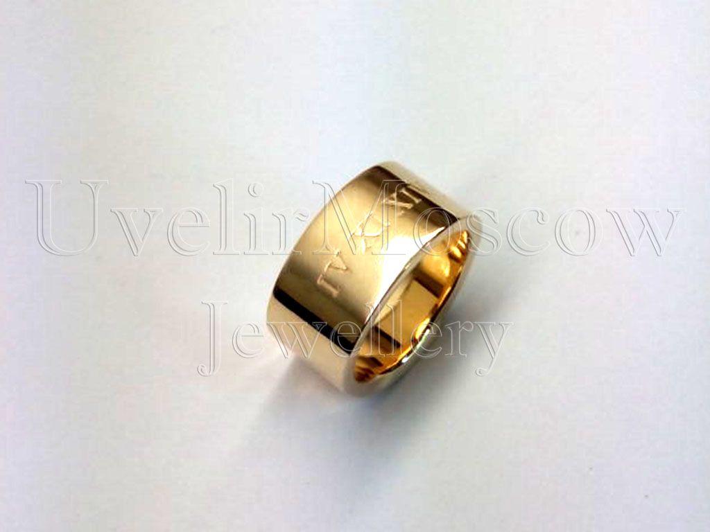Обручальное кольцо из красного золота с отпечатком пальца