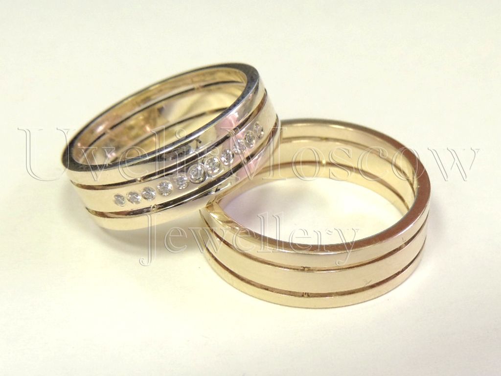 Парные обручальные кольца из розового золота