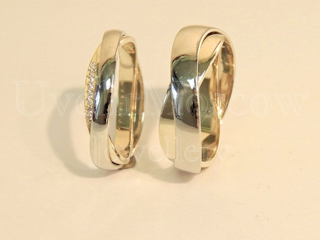 Парные обручальные кольца «onda» из желтого золота
