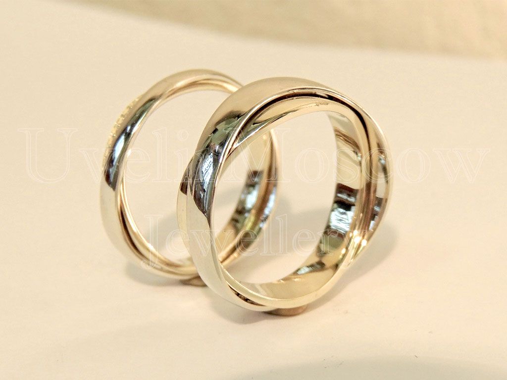 Парные обручальные кольца «onda» из желтого золота
