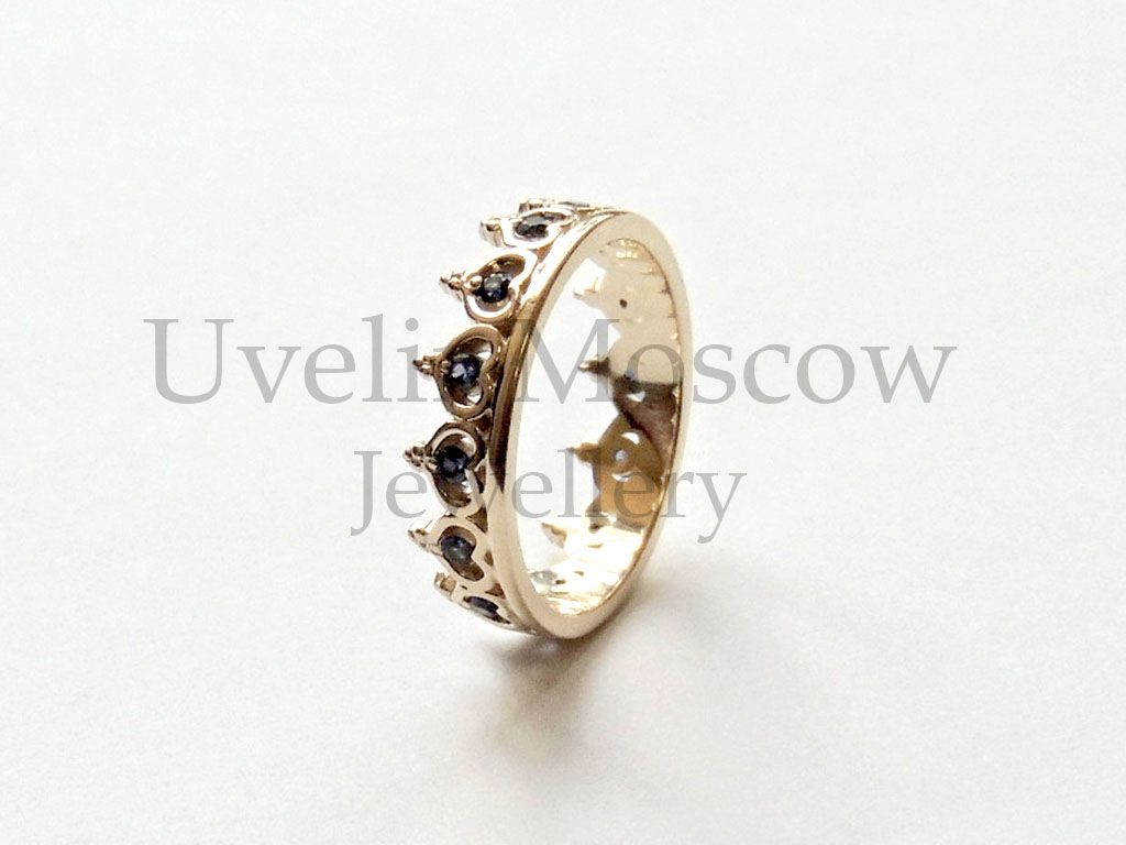 Парные обручальные кольца «Шина + Корона» из красного золота