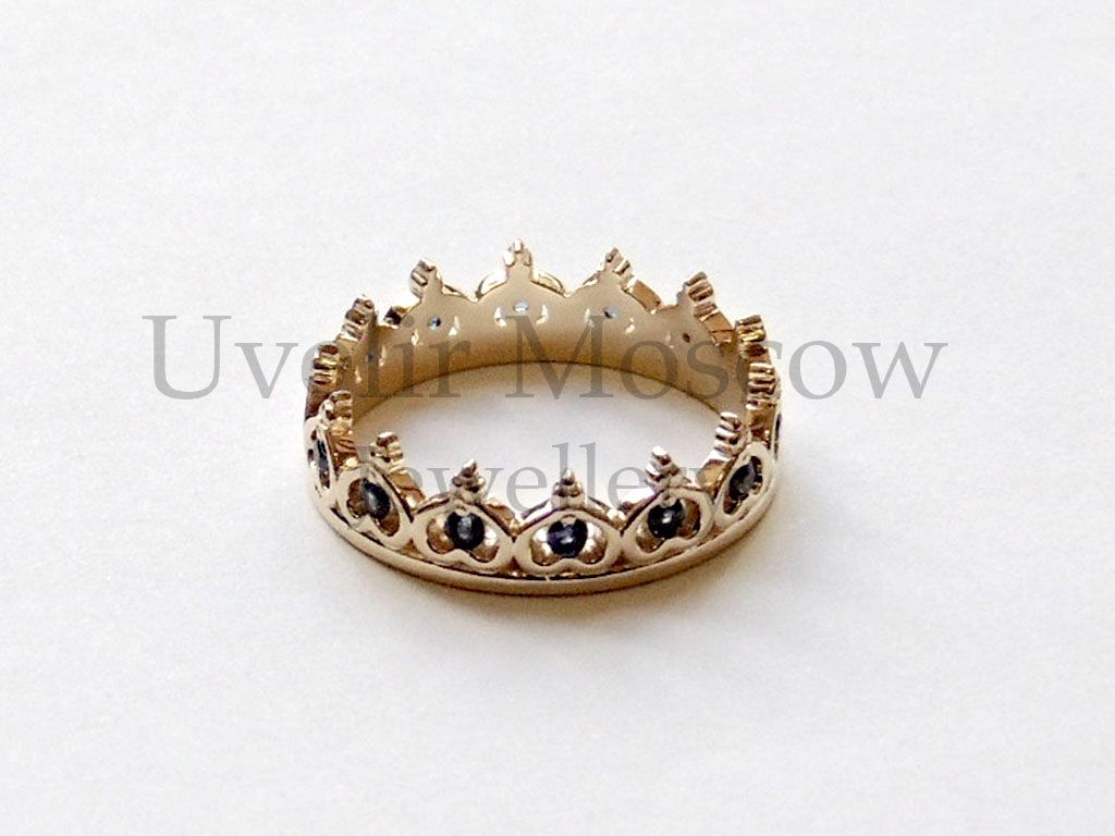 Парные обручальные кольца «Шина + Корона» из красного золота