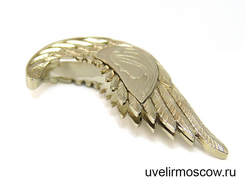 Парные подвески «Крылья ангела» из белого и желтого золота с бриллиантами
