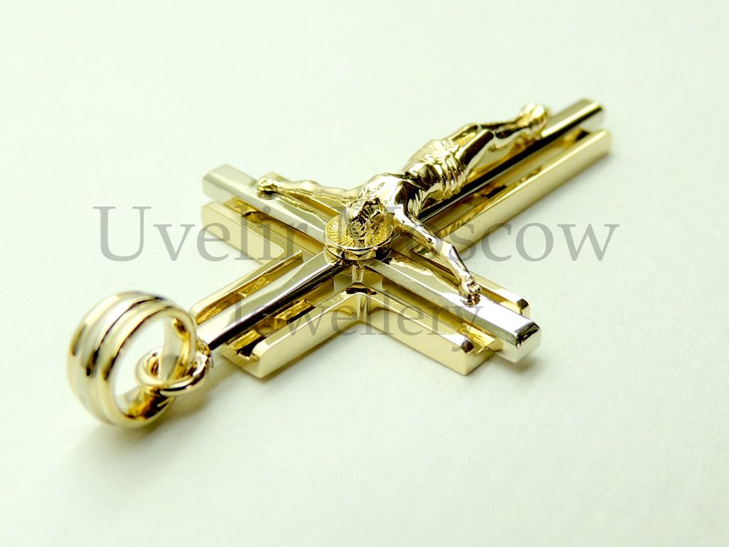 Подвеска «Распятие» из комбинированного золота