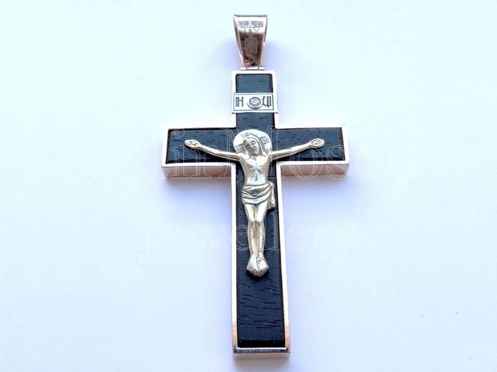 Подвеска «Распятие» в виде креста из красного и желтого золота