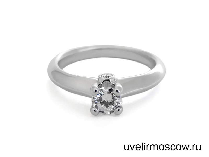 Классическое помолвочное кольцо из белого золота с бриллиантами