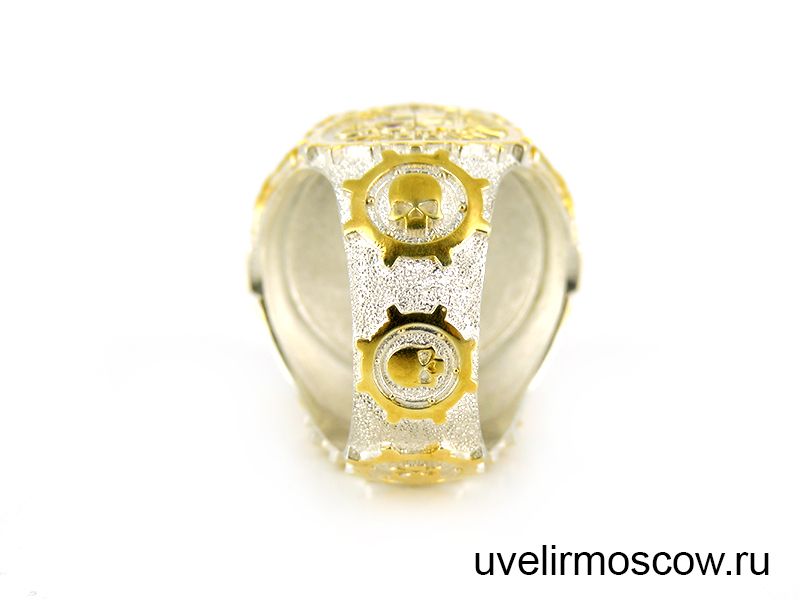 Позолоченная серебряная печатка с рубинами «Адептус Механикус»