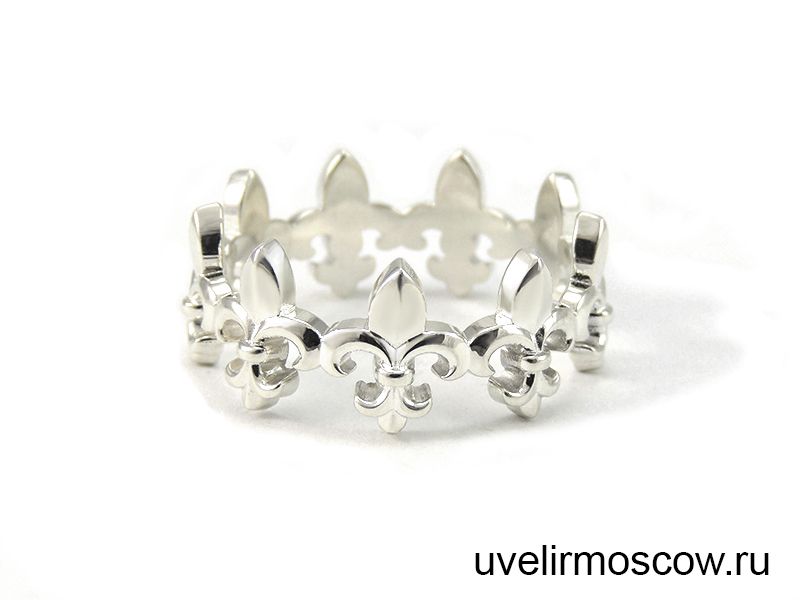 Серебряное кольцо-корона «Французские лилии»