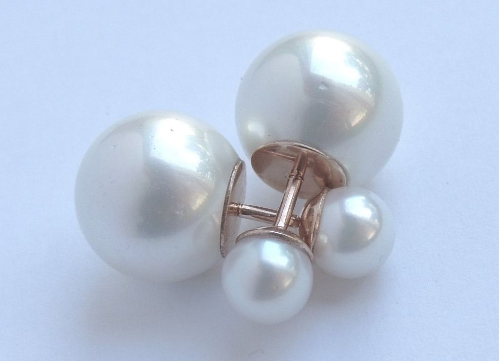 Серьги с жемчугом и майоликой