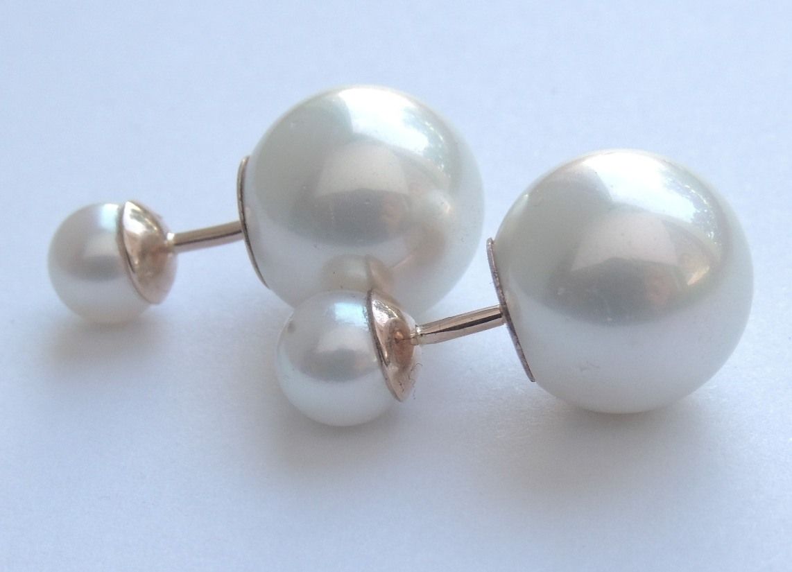 Серьги с жемчугом и майоликой